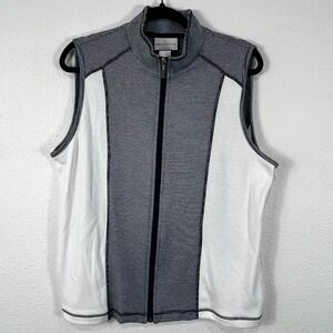 Alfred Dunner Vest S Navy‎ White Striped Colorblock Nautical Grandmacore